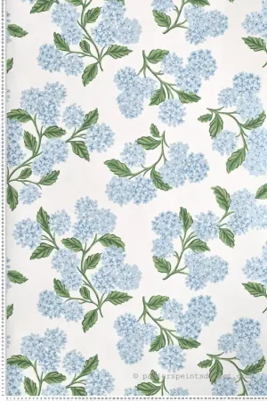 Papier peint Fleurs Hydrangea blanc/bleu - Rifle Paper Co. d‘Initiales Réf. INI-RI5143 Offre Limitée