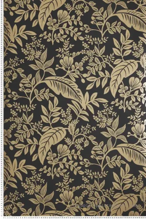 Solde Papier peint Feuillages Canopy noir/doré - Rifle Paper Co. d‘Initiales Réf. INI-RI5139