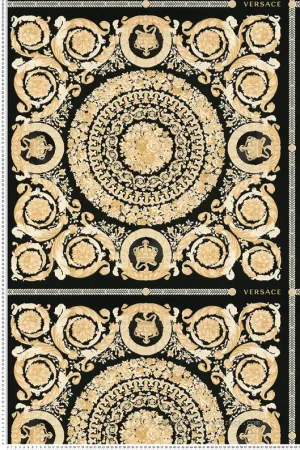 Commande En Gros Papier peint Baroque Soie Fleurie noir doré - Versace de Montecolino Réf. MC-37055-3