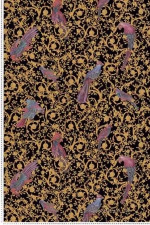 Papier peint Oiseaux Ornements noir et doré - Versace de Montecolino Réf. MC-37053-1 Solde