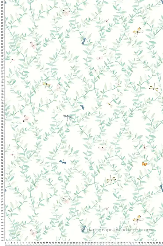 Populaire Papier Peint Papillon Feuillage vert - Tartine et Chocolat de Lutèce Réf. LTC-36200704