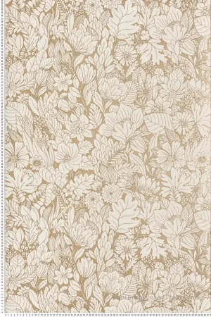 Papier peint Fleur Dahlia vanille et or - Eté Indien de Casamance Réf. CAS-75111732 Retour Gratuit