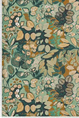 Vente Directe Papier peint Feuillage Belle de Nuit or et menthe - Eté Indien de Casamance Réf. CAS-75090814