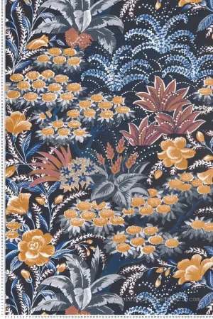 Affaire À Saisir Papier peint Arbre et Feuillage Alba jaune et bleu - Eté Indien de Casamance Réf. CAS-75080610