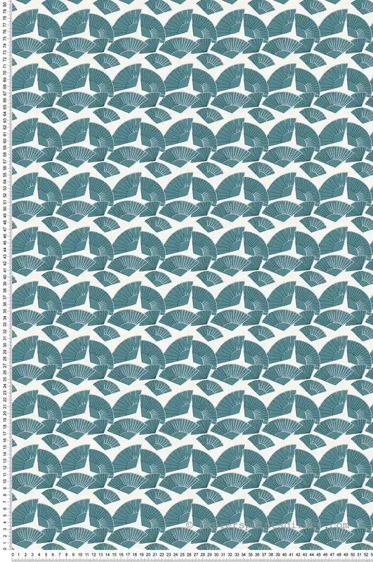 Produit De Marque Papier peint Eventail Gisele bleu canard - Karl Lagerfeld de Montecolino Réf. MC-37847-2
