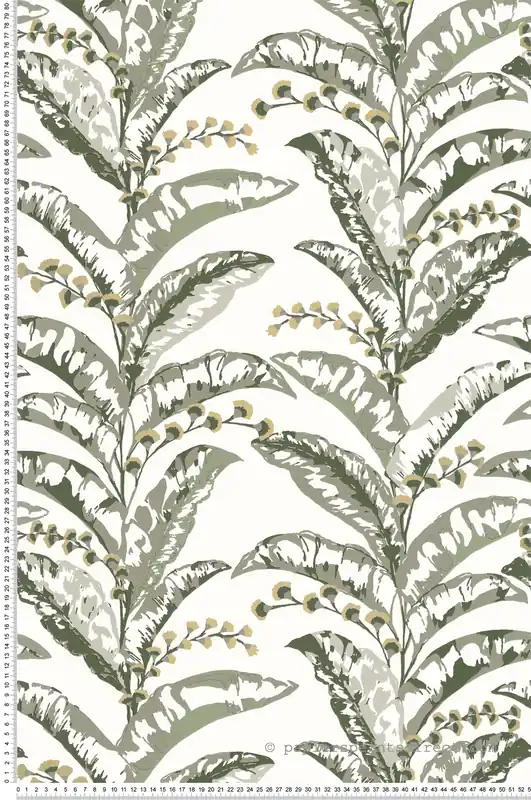 Dernière Chance Papier peint Fleurs Epopée vert de gris - L‘escapade de Casélio Réf. EPA102337735