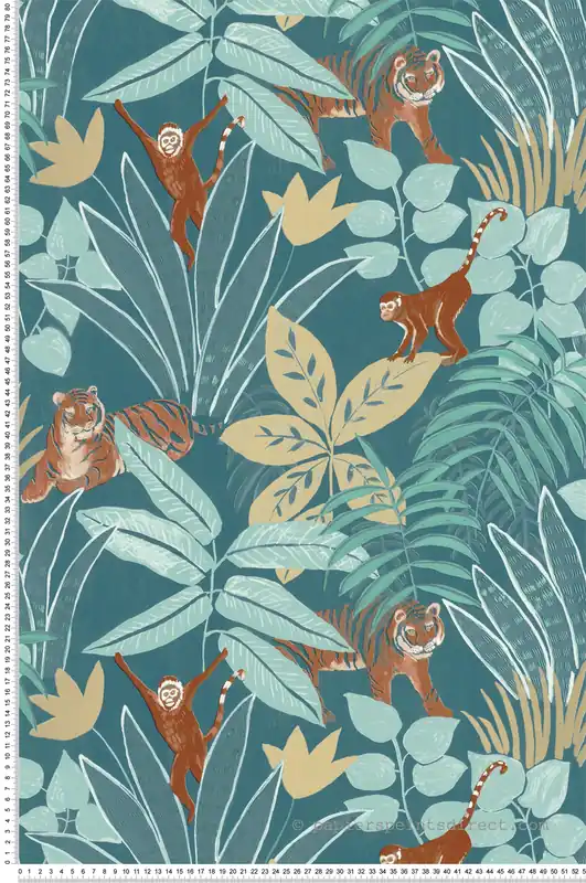 Vente Flash Papier peint Tropical Aventure bleu canard - L‘escapade de Casélio Réf. EPA102316638