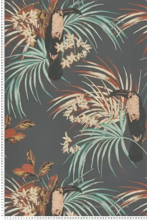 Paiement Sécurisé Papier peint Tropical Toucan gris - Elodie 1838 Wallcoverings d‘Initiales Réf. INI-90713505