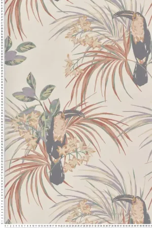 Meilleur Choix Papier peint Tropical Toucan terracotta crème - Elodie 1838 Wallcoverings d‘Initiales Réf. INI-90713504