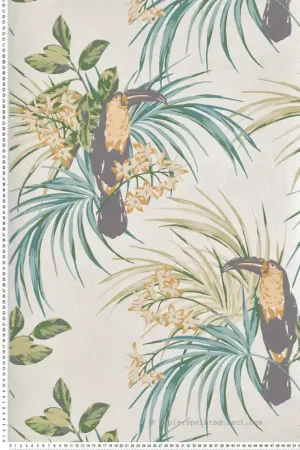 Offre Du Jour Papier peint Tropical Toucan ivoire métallisé - Elodie 1838 Wallcoverings d‘Initiales Réf. INI-90713503
