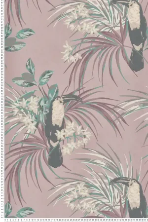 Papier peint Tropical Toucan rose - Elodie 1838 Wallcoverings d‘Initiales Réf. INI-90713502 Réduction