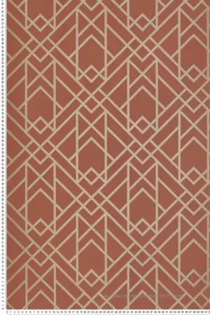 Marque Papier peint Géométrique Art Déco argile rouge - Elodie 1838 Wallcoverings d‘Initiales Réf. INI-90714004