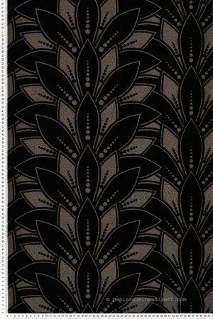 Papier peint Fleurs Lys Velours noir - Elodie 1838 Wallcoverings d‘Initiales Réf. INI-90713903 Usine Directe
