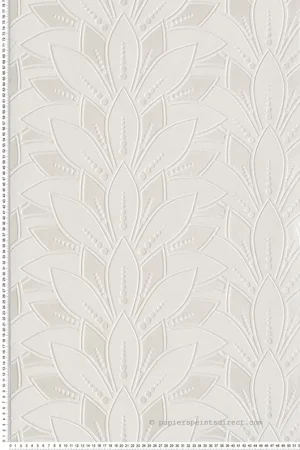 Papier peint Fleurs Lys Velours blanc cassé - Elodie 1838 Wallcoverings d‘Initiales Réf. INI-90713902 Offre Spéciale