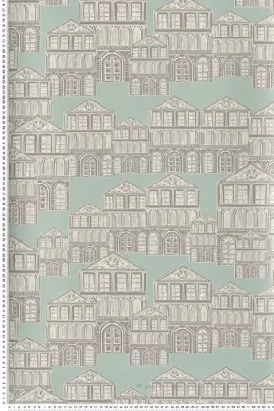 Dernière Chance Papier peint Edifice Ville vert d‘eau - Elodie 1838 Wallcoverings d‘Initiales Réf. INI-90713703