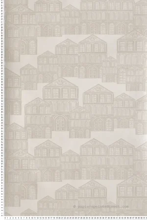 Nouvelle Collection Papier peint Edifice Ville ivoire irisé - Elodie 1838 Wallcoverings d‘Initiales Réf. INI-90713701
