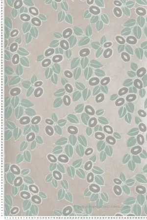 Papier peint Feuillages Fruités argenté - Elodie 1838 Wallcoverings d‘Initiales Réf. INI-90713604 Super Prix