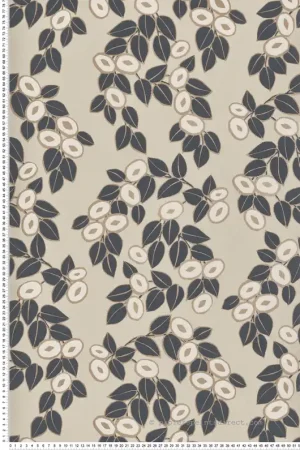 Soldes Papier peint Feuillages Fruités beige - Elodie 1838 Wallcoverings d‘Initiales Réf. INI-90713603