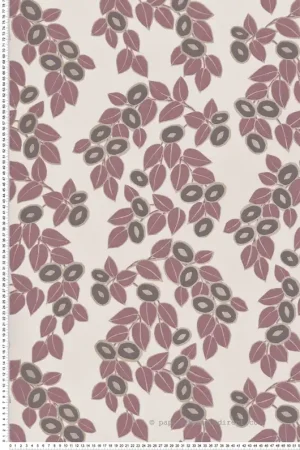 Papier peint Feuillages Fruités prune - Elodie 1838 Wallcoverings d‘Initiales Réf. INI-90713602 Achat Immédiat