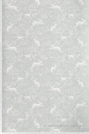 Prix Cassé Papier peint Animaux Fable bleu gris - Rifle Paper Co. d‘Initiales Réf. INI-RI5101