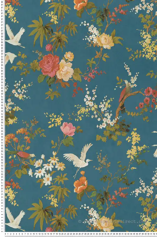 Papier peint Nature Fleuri bleu pétrole - Bloom de Lutèce Réf. LTC-BLO483 Quantité Limitée