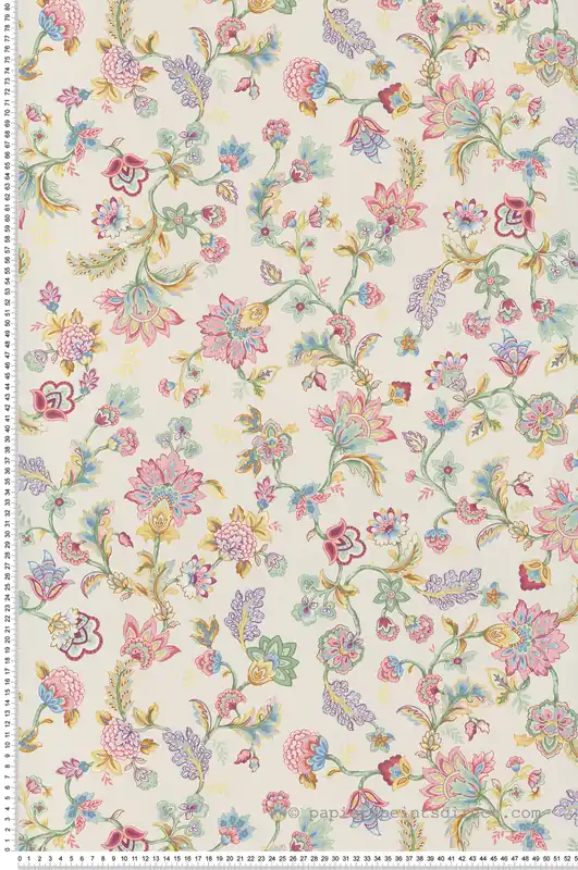 Populaire Papier peint Floral Cachemire écru - Bloom de Lutèce Réf. LTC-BLO476
