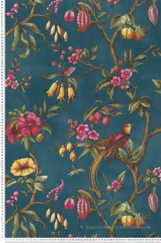 Papier peint Oiseaux de Paradis bleu pétrole - Bloom de Lutèce Réf. LTC-BLO443 Commander Vite