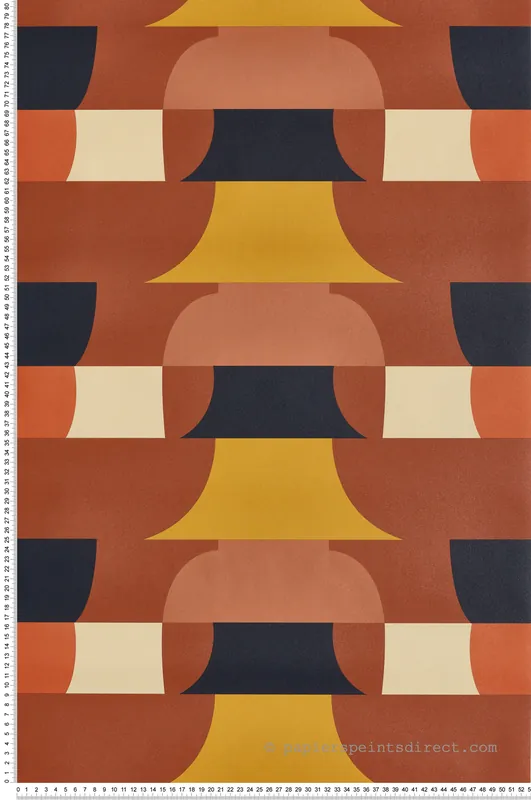 Prix Cassé Papier peint Vintage Géométrique 70s terracotta - Bensimon 2 de Lutèce Réf. LTC-51201008