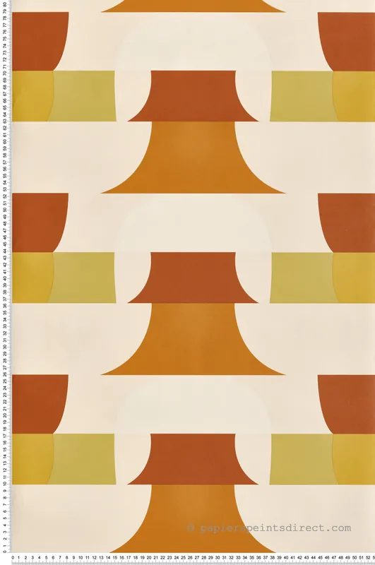 Papier peint Vintage Géométrique 70s vert - Bensimon 2 de Lutèce Réf. LTC-51201007 Petit Prix