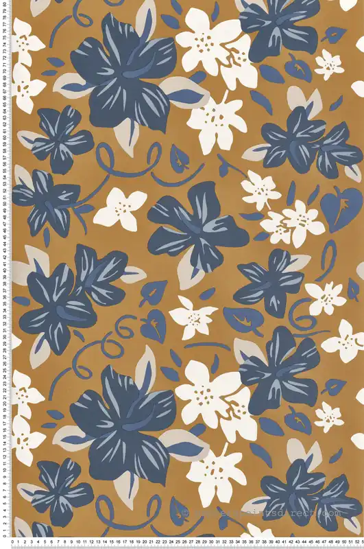 Papier peint Fleur Hawai bleu noisette - Bensimon 2 de Lutèce Réf. LTC-51200711 Produit De Marque