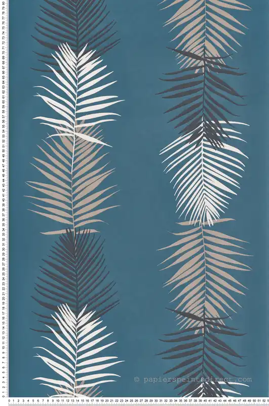 Papier peint Feuilles de Palmier bleu canard - Bensimon 2 de Lutèce Réf. LTC-51173111 Remise