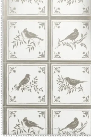 Achat Immédiat Papier peint Oiseau Fortoiseau argenté - Les Indiennes de Nina Campbell Réf. OSB-NCW4356-02