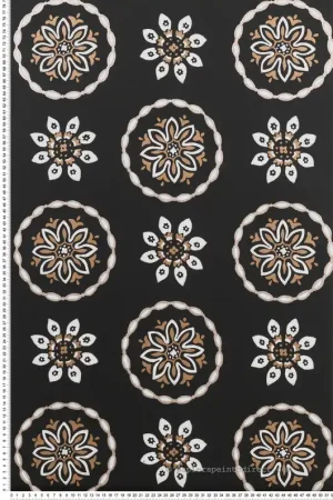 Pas Cher Papier peint Fleur Mandala Garance noir - Les Indiennes de Nina Campbell Réf. OSB-NCW4354-05
