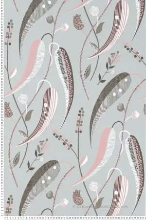 Papier peint Feuillage Colbert gris rose - Les Indiennes de Nina Campbell Réf. OSB-NCW4353-02 Prix Réduit