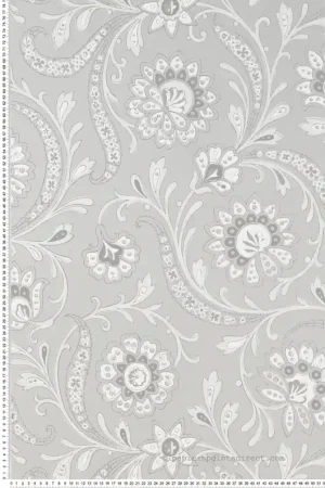 Papier peint Fleur Baroque Baville gris - Les Indiennes de Nina Campbell Réf. OSB-NCW4351-06 Prix Promo