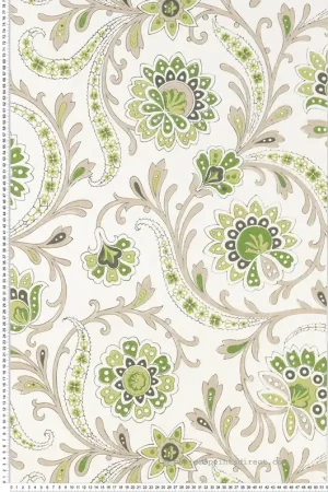 Papier peint Fleur Baroque Baville vert - Les Indiennes de Nina Campbell Réf. OSB-NCW4351-04 Bon Marché