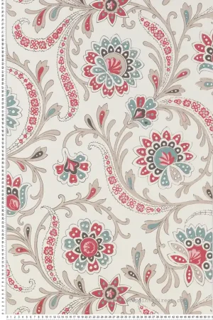Papier peint Fleur Baroque Baville rouge - Les Indiennes de Nina Campbell Réf. OSB-NCW4351-01 Prix Cassé