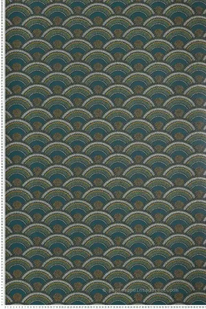 Certifié Papier peint Cercle Ethnique Otto vert bleu - Printemps Viennois de Casamance Réf. CAS-74821544
