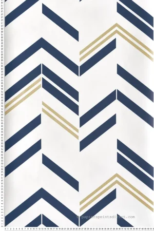 Papier peint adhésif Chevron Ethnique bleu or - Les Adhésifs de Lutèce Réf. LTC-RMK9002 Vente Directe