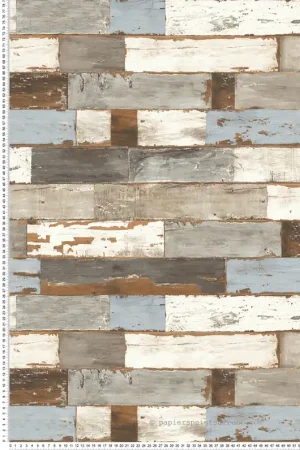 Dernière Chance Papier peint adhésif Bois Planches Usées gris bleu - Les Adhésifs de Lutèce Réf. LTC-NW30700