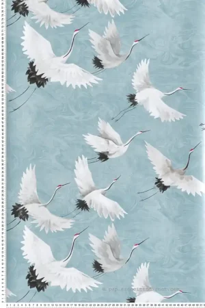 Promotion Saisonnière Papier peint adhésif Grues Envol bleu - Les Adhésifs de Lutèce Réf. LTC-NU2680