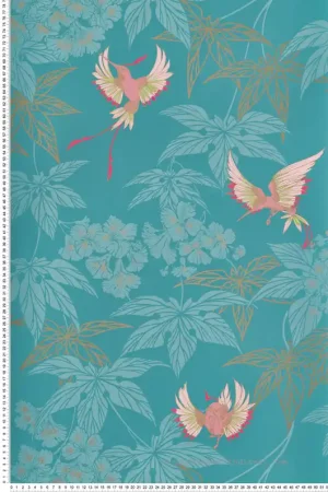 Papier peint Feuillage Grove Garden bleu - Folium de Osborne & Little Réf. OSB-W5603-10 Dernière Chance
