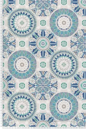 Acheter En Ligne Papier peint Ethnique Mosaïque Rosetta bleu - Folium de Osborne & Little Réf. OSB-W7337-03