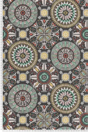Nouvelle Collection Papier peint Ethnique Mosaïque Rosetta noir - Folium de Osborne & Little Réf. OSB-W7337-01
