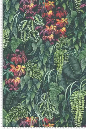 Papier peint Feuillage Green Wall rouge - Folium de Osborne & Little Réf. OSB-W7330-01 Prix Promo