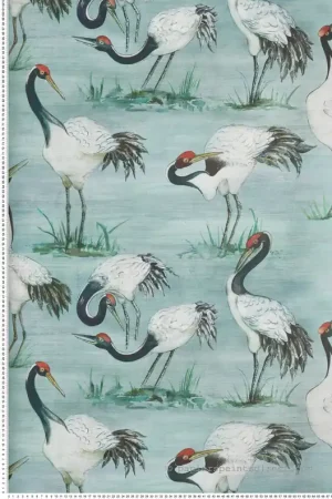 Authentique Papier peint Oiseaux Grue Cranes bleu - Mansfield de Osborne & Little Réf. OSB-W7456-02