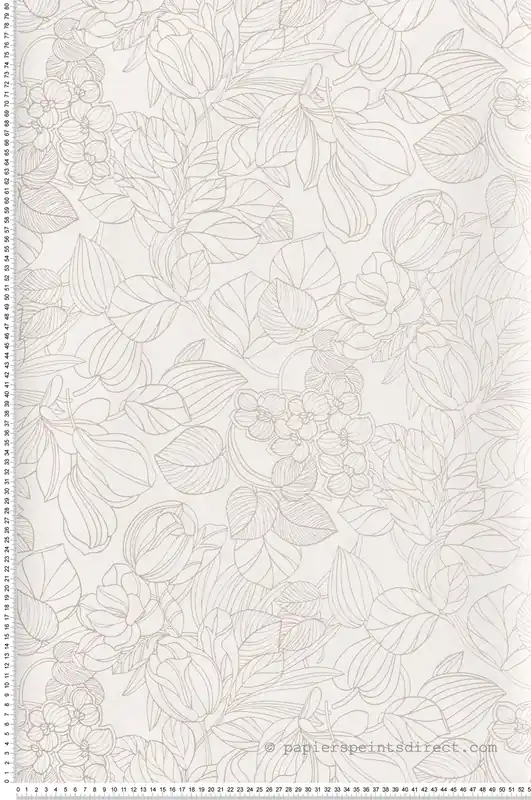 Authentique Papier peint Fleurs Gravure blanc - 1930 de Casadéco Réf. MNCT85720010