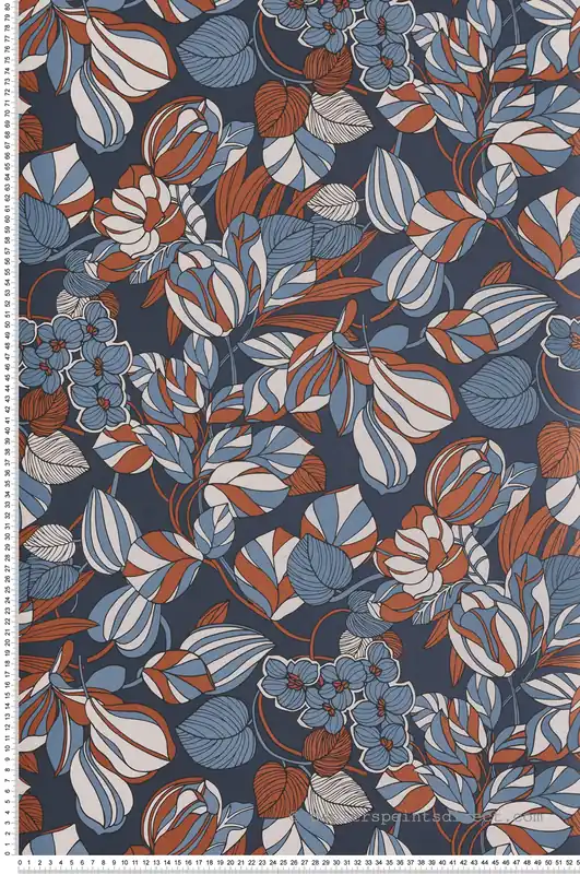 Dernier Modèle Papier peint Nature Tulipe bleu cuivre - 1930 de Casadéco Réf. MNCT85716414