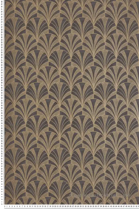 Bon Plan Papier peint Art Déco Palmette anthracite - 1930 de Casadéco Réf. MNCT85739525