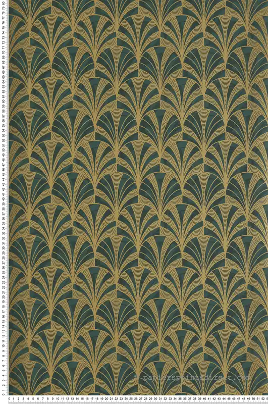 Achat Immédiat Papier peint Art Déco Palmette vert - 1930 de Casadéco Réf. MNCT85737528